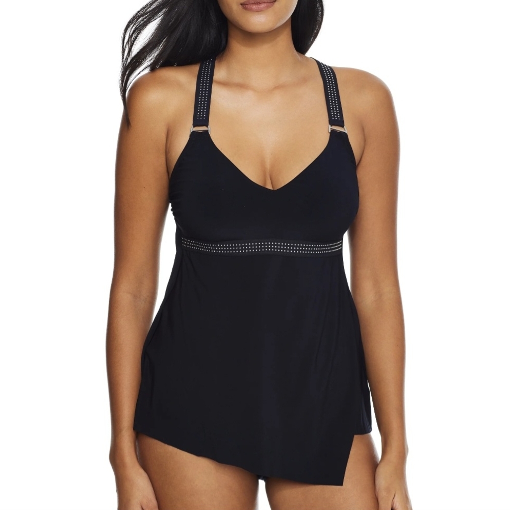 .Magicsuit Black Asymmetrical Sleeveless Tank Top